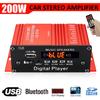2CH 100W+100W DC 12V Bluetooth Stereo FM Radio USB Remote Control Red Car Audio Amplificador HIFI Audio Power Amplifier