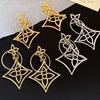 18K Gold Plated Rhombus Floral Earrings with Silver Needle - Stylish Metallic Design for Women