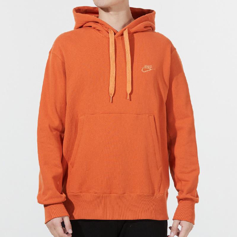 Nike French Terry Embroidered Logo Hoodie Men Sweatshirt Orange DA0024-881