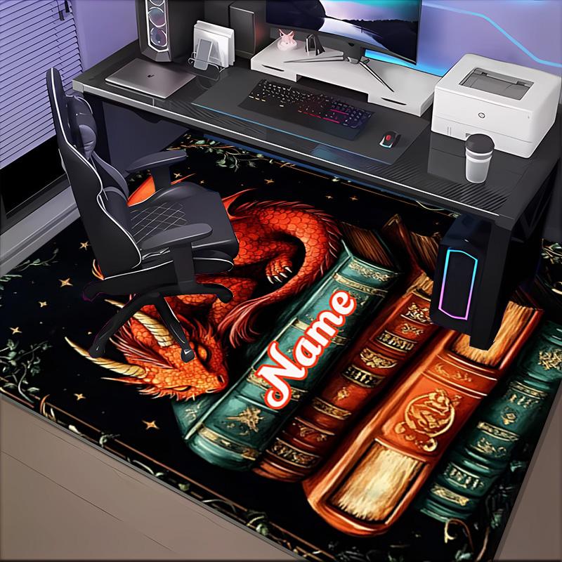 Custom Name Dragon Tales books Rug for Living Room, Game Rooms, Office, Bedroom, Floor Mat Playful Design, fan gifts Christmas decor