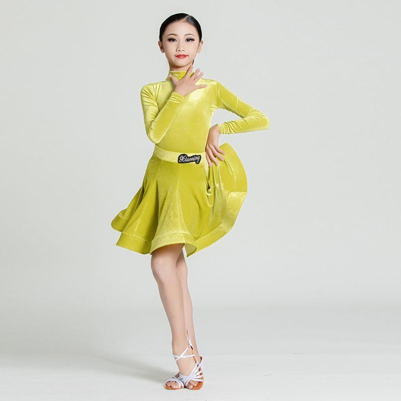 Latin Dance Training Costume Girl Children's Performance Costume Competition Regulations Latin Dance Dress Black Red Purple