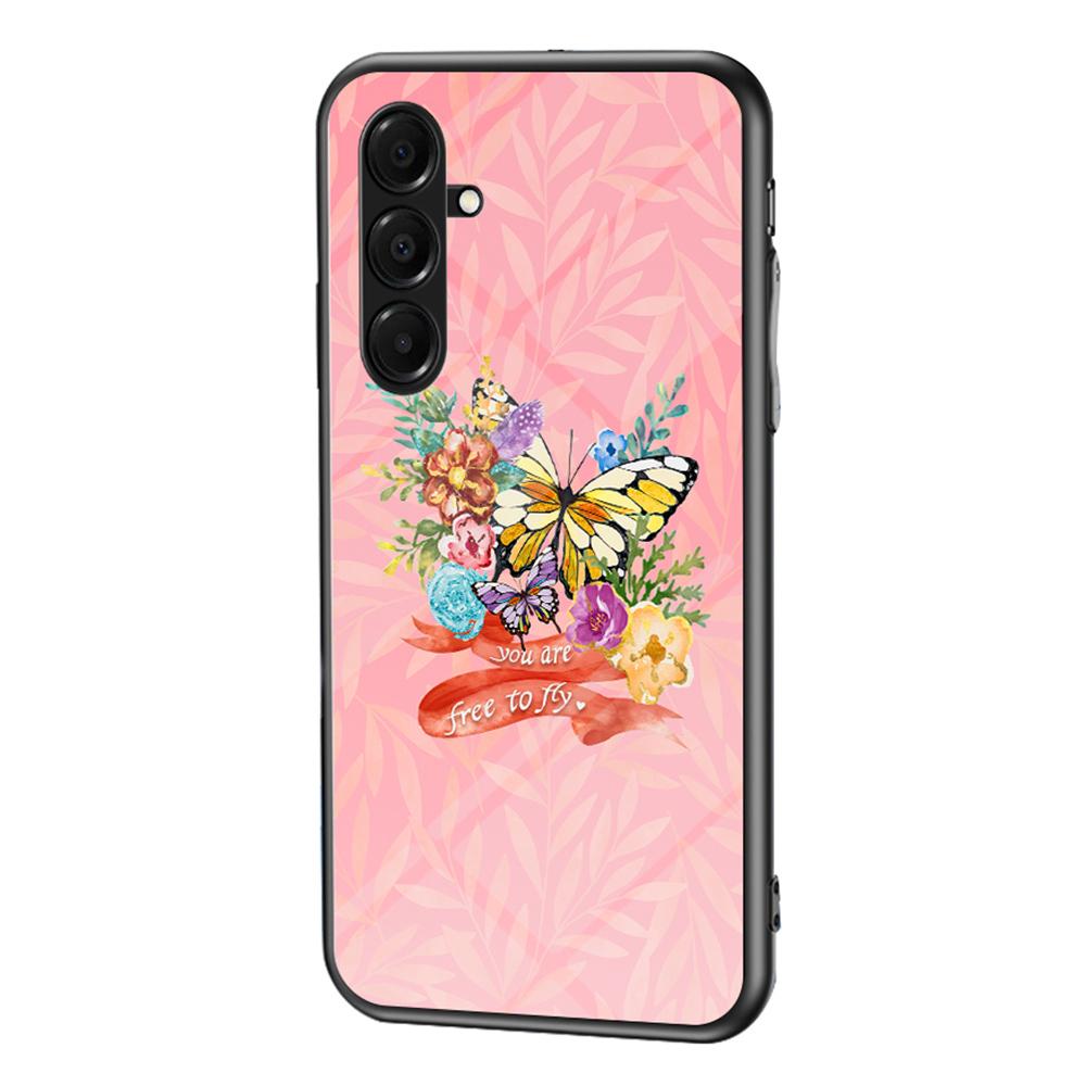 For Samsung Galaxy A17 5G Case Butterfly Pattern TPU+Tempered Glass Protective Phone Cover