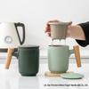 Changbaosen Ceramic Tea Mug with Infuser and Wooden Handle