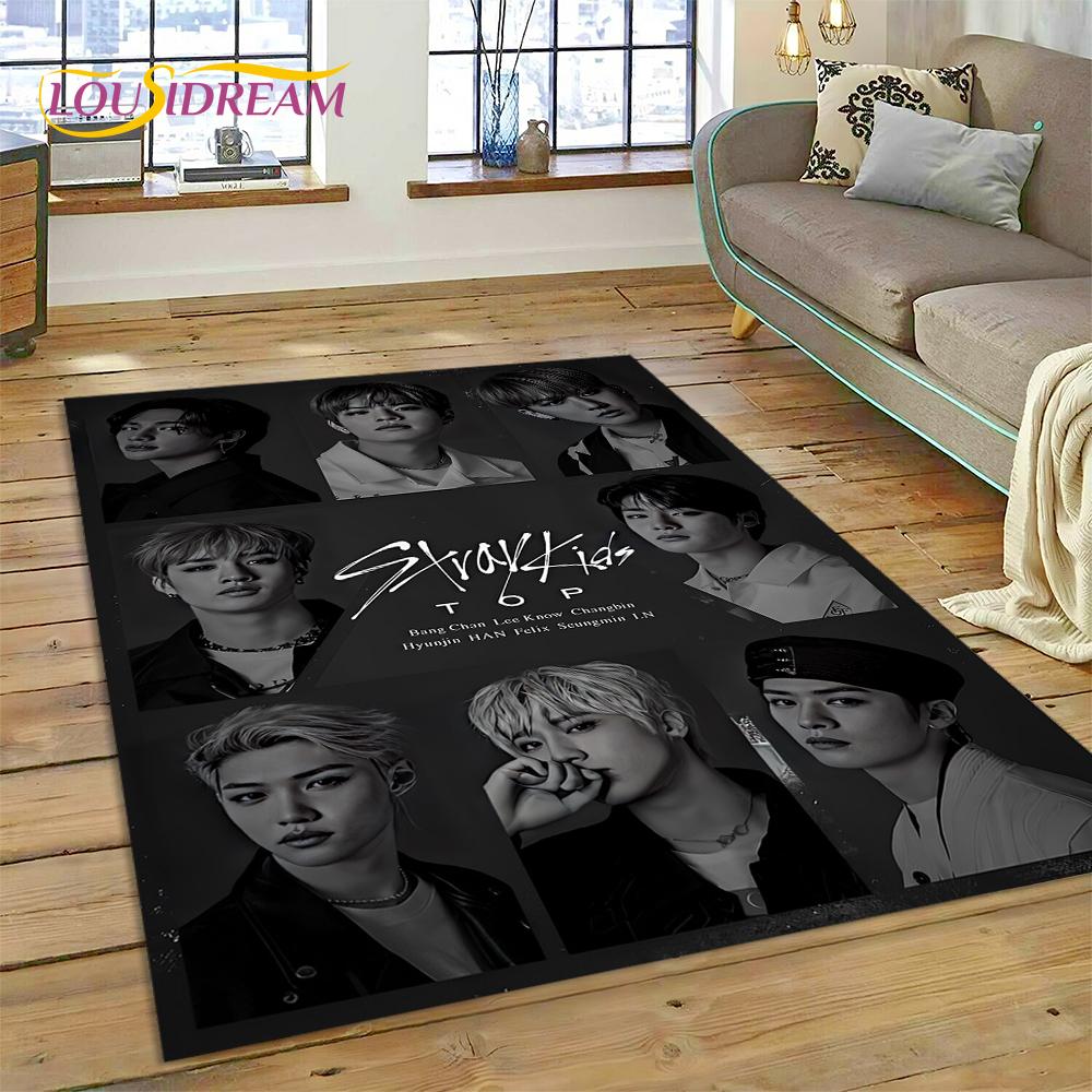 HD Korea Kpop Stray Kids 3D Singer Rug Carpet for Living Room Bedroom Home Decor,Floor Mat Non-slip Decoration for Sofa Doormat