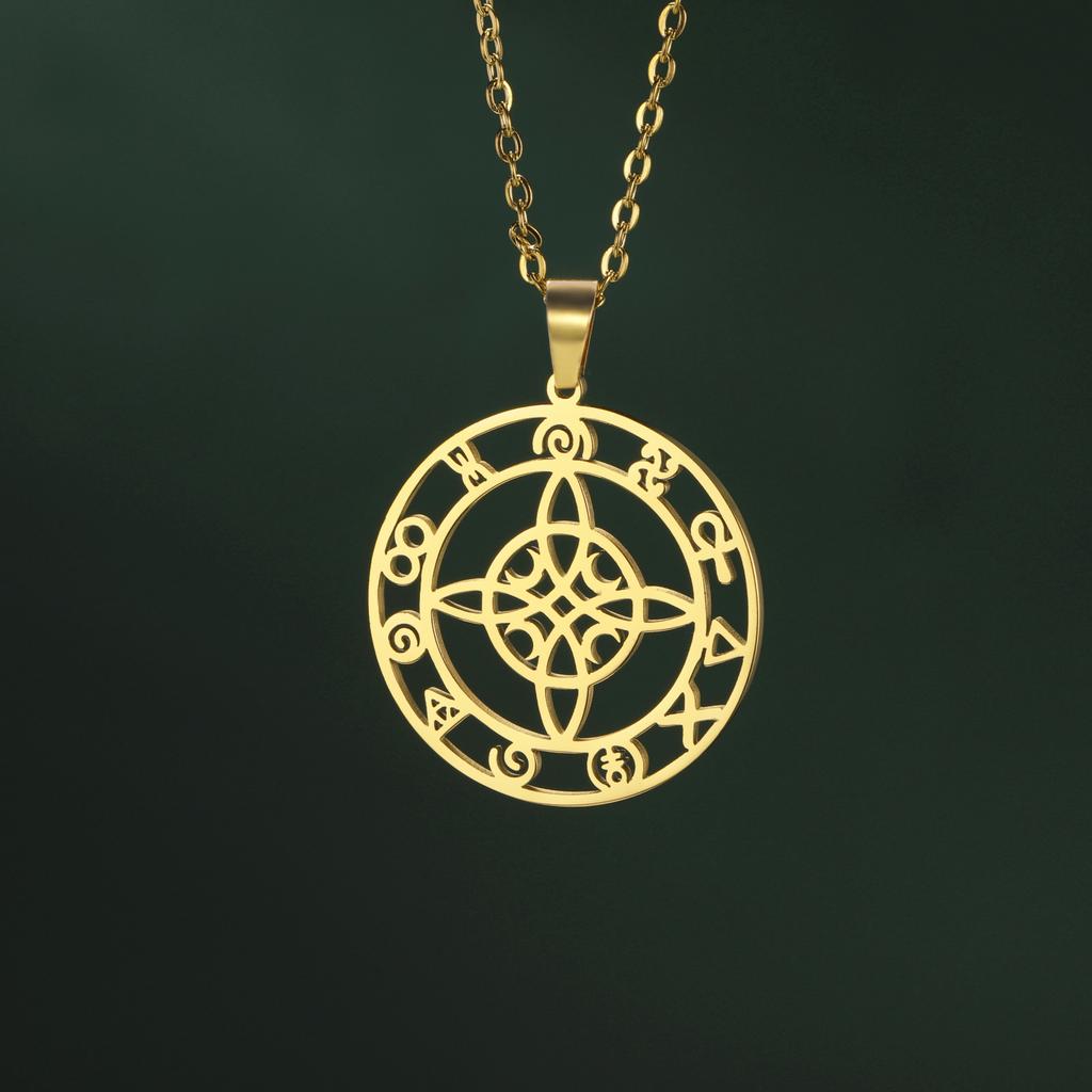 Moon Witch Knot Pendant Necklace for Women Men Stainless Steel Retro Hip Hop Jewelry Geometry Wedding Gift