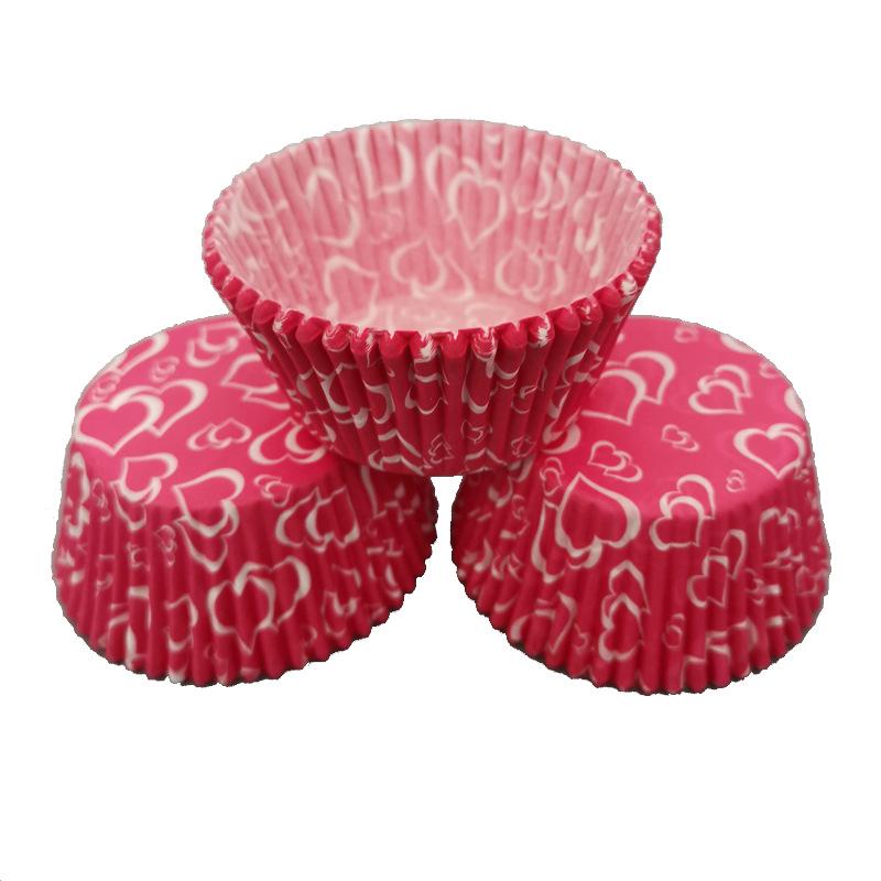 Pečicí nástroje Láska Růžově červený Držák na papírové košíčky Papírový košíček Košíček na muffiny Papírový Papír Odolný proti oleji Držák na papír 100 ks