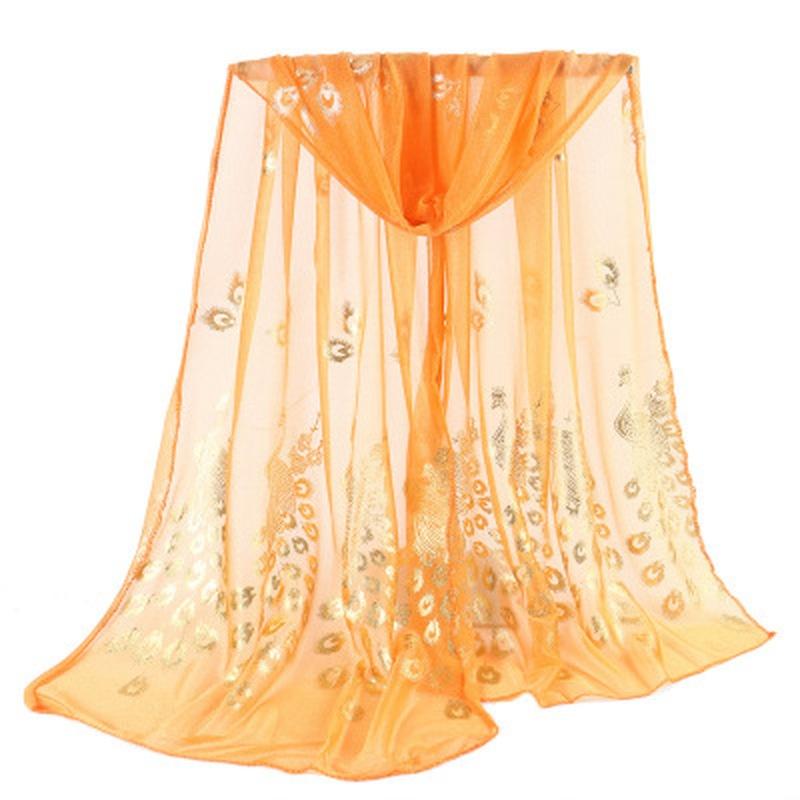 Female Scarf Women Lady Multi-color Peacock Flower Scarf Long Soft Wrap Shawl Stole Scarve