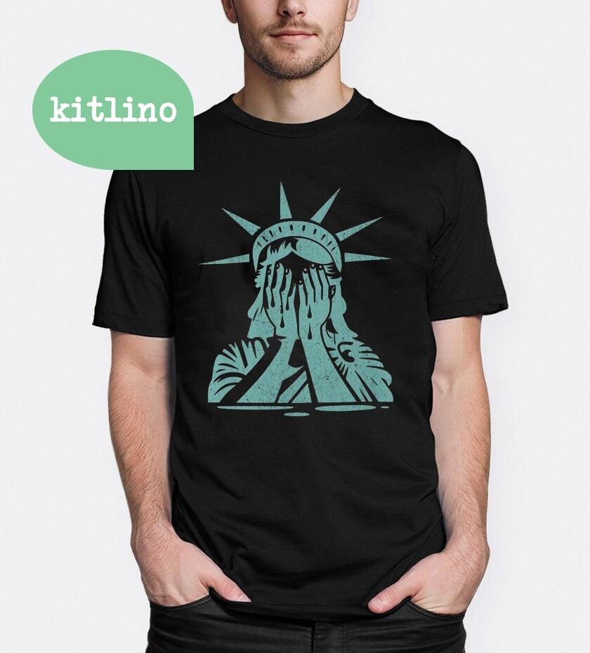 Crying Statue Of Liberty Anti Trump Cotton Unisex T-Shirt M