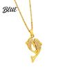 Couple Fish Necklace Double Rhinestone Pendant Lightweight Hypoallergenic Women Jewelry