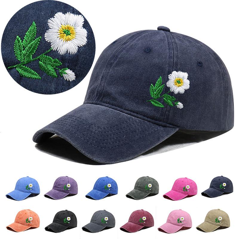 Embroidered Flower Diy Hat Soft Top Outdoor Sun Protection Casual Cotton Baseball Cap Fashionable Spring Summer Hat For Girls
