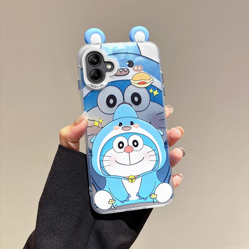 KEYSION Cute Ear Cartoon Case for Samsung A07 A06 4G A05 with Lanyard Soft Silicone+PC Shockproof Phone Cover for Galaxy A05 A06 A07