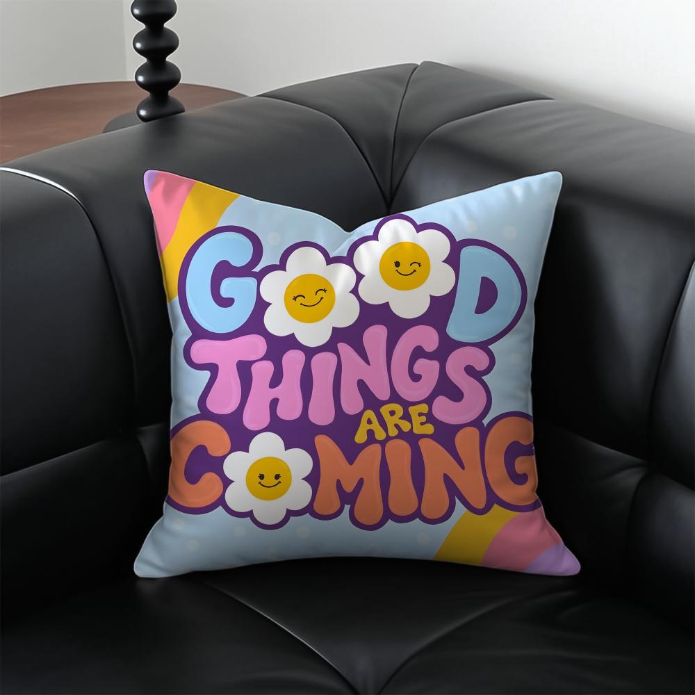 

HHealing Text Cushion Cover Pillow Case Antidustmite Invisible zipper silky plush cushion 30X30cm