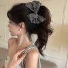 Korean High-end Bow Grab Clip On the Back of the Woman's Head Gray Shark Clip Hair