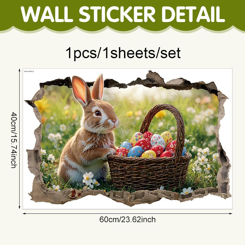Creative Easter Wall Stickers 3D Breakthrough Stickers Easter Bunny Wall Decals For Home Roomm Room Party