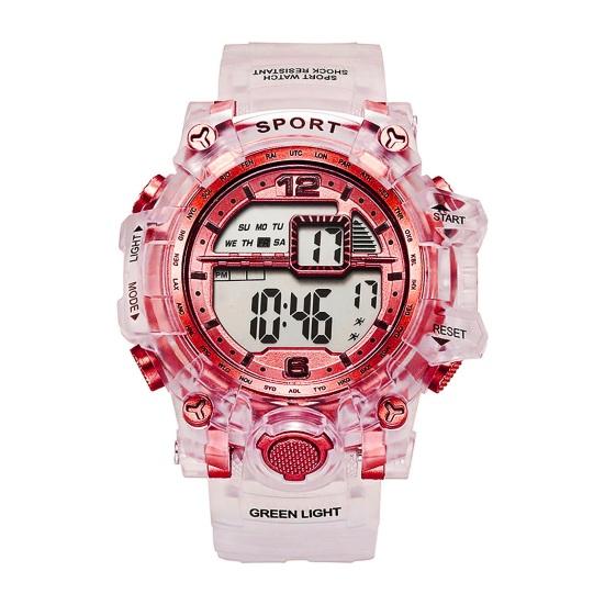 

Светодиодные электронные часы, мягкий силиконовый ремешок, прозрачный круглый циферблат, регулируемая пряжка для девочек, студентов, детей, повседневные спортивные цифровые наручные часы, подарок на день рождения красный