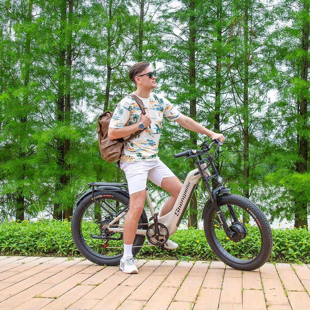 Shengmilo S700 Electric Bike, 2×1000W Dual Motor, 48V 17.5Ah Battery, 26'' Tires, Step-Through, Color Display, Hydraulic Brake
