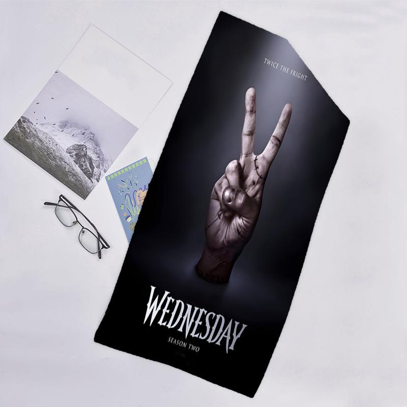 1pc Addams Family Wednesday9 Beach Towel, Sports Cape, Beach and Seaside Swimming Pool Equipment, Fashion Pattern, Rectangular, Travel Essentials