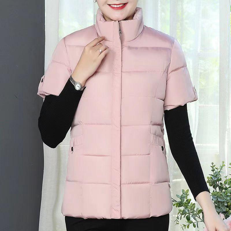 Women's Cotton Vest Short Sleeve Jacket Winter Cardigan Warm Loose Coat Designer Clothing Oversize Thickening