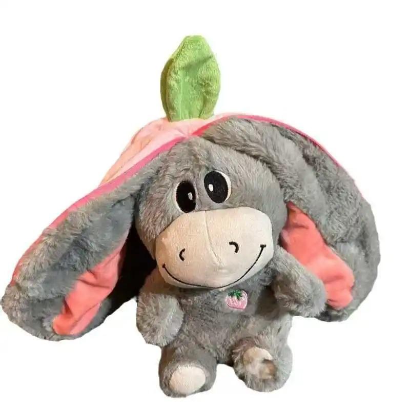 Glowing and Breathing Plush Strawberry Rabbit Stuffed Animals Plush Toy Companion Comfort Cartoon Cute Plush Doll Holiday Gifts