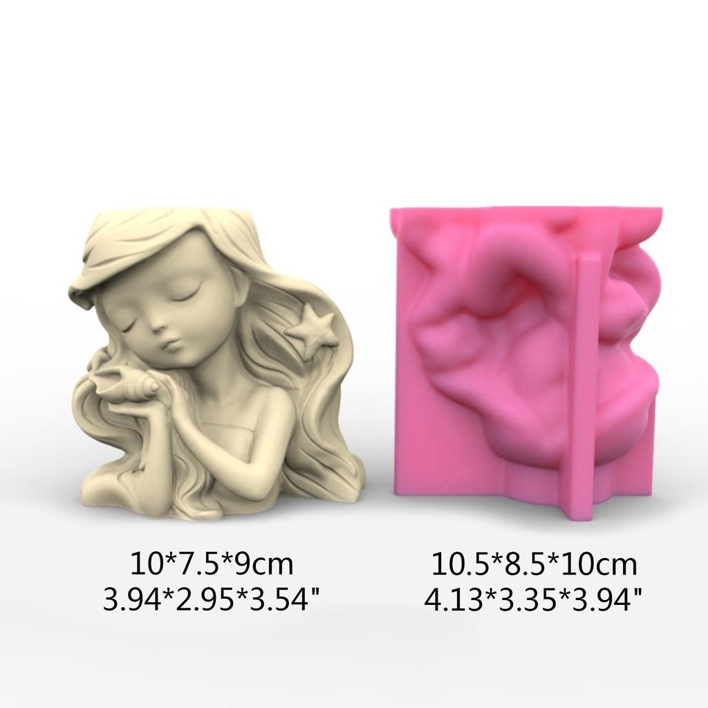 Conch Girl Gypsum Resin Silicone Molds for Making Succulent Plant Flower Pot