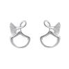 S925 Sterling Silver Sansheng Apricot Stud Earrings Female Excellent Elegant White Fritillary Ginkgo Leaf Earrings Temperament Entry Lux Ear Rings