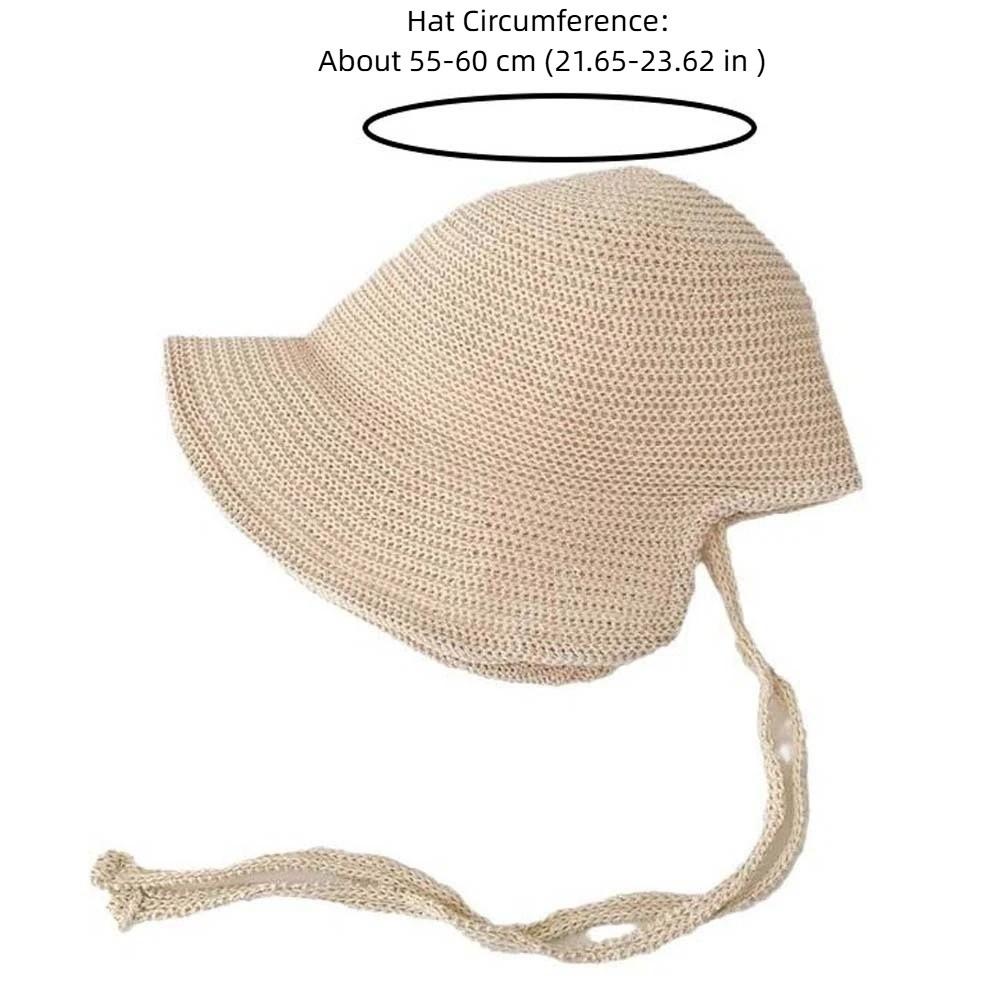 Elegant Breathable Vacation Beach Cap Big Brimmed with Windproof Folding Straw Hat Solid Color Lightweight Woven Sun Cap Daily