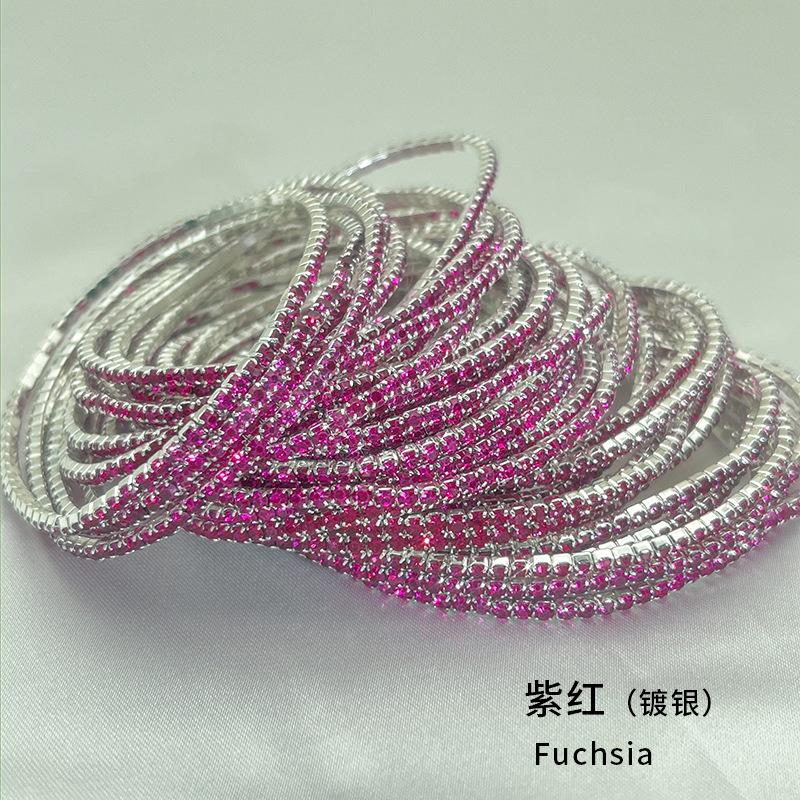 1Pcs Single Row Cubic Zirconia Tennis Bracelet Silver Color Elastic Bangle for Women Multi Layered Wearing Streetwear Jewelry