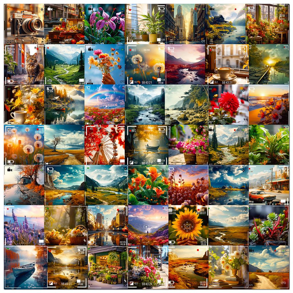 50 Photography Time Stickers Ins Art Landscape Graffiti Stickers Personality Creative Shein