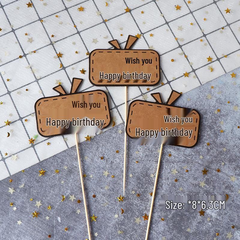 30-Piece Kraft Paper Cake Toppers: Happy Birthday Stars & Hearts