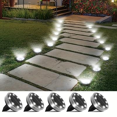 5PCS 8LED luz solar de solo super brilhante, exterior IP44 à prova d'água, fechamento e abertura automáticos, luz quente, luz branca