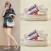 New Summer White Shoes for Female Students' Thick Sole Elevated Mesh Breathable Casual Shoes
