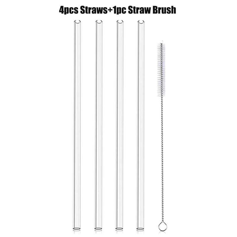 Replacement Straws Reusable Plastic Straws With Cleaning Brush Semi-Transparent Pe Food Grade Straws