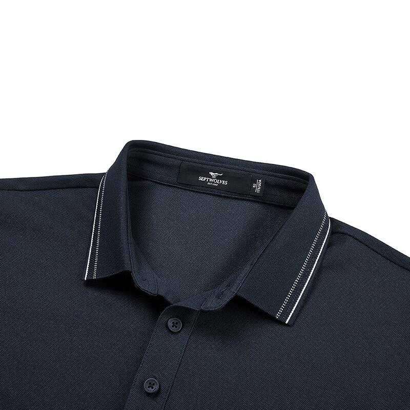 Seven Wolves Men's Embroidered Lapel Short Sleeve Polo Shirt