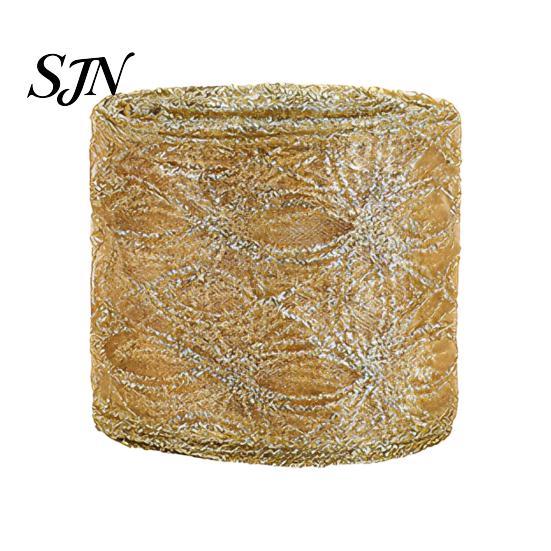 Festival Atmosphere Ribbon for Home Decor 2.5" x 2.2 Yards Gold Sheer Christmas Tree Decoration and Crisp Edge Wreath Making Gift Wrapping,