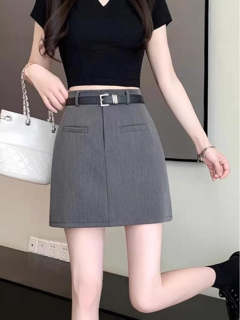 Dámská profesionální sukně áčkového střihu s vysokým pasem - Letní korejský design, proti odhalení, krátká, obepínající boky