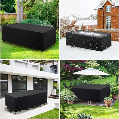 210D Oxford Outdoor Furniture Cover Waterproof Rectangular Patio Table Cover Black 213x132x74cm