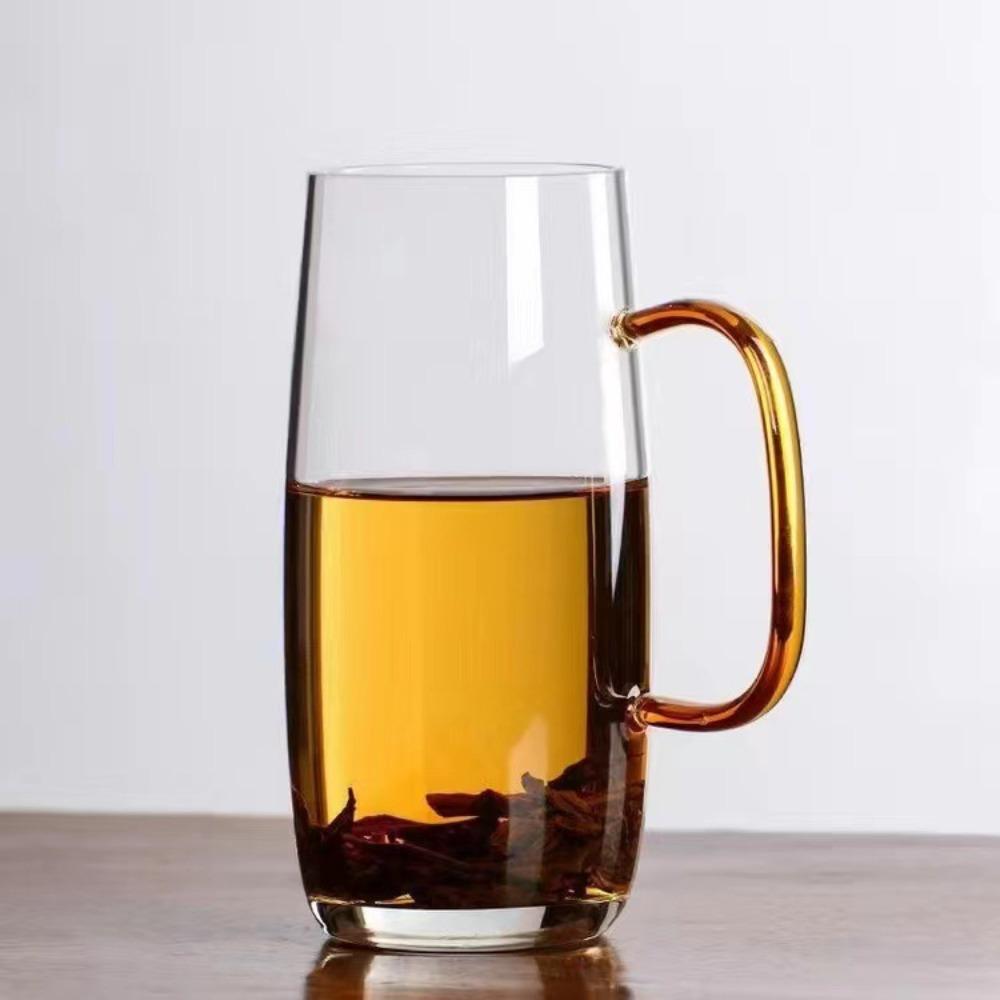 Summer large-capacity water cup female heat-resistant glass household explosion-proof green tea cup office personal special glass 350ml