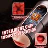 Pocket Pussy Male Masturbator Mouth Vaginal Double Head Penetration Channel Induction Vibration Sexy Moan Count Display Sex Toy