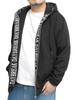 One Colors Men's Plus Size Long Sleeve Cardboard Jacquard Hoodie with Logo Tape and Printed Hood Lining, Zip-Up Sweatshirt, Size 5L, Black (Recycled)