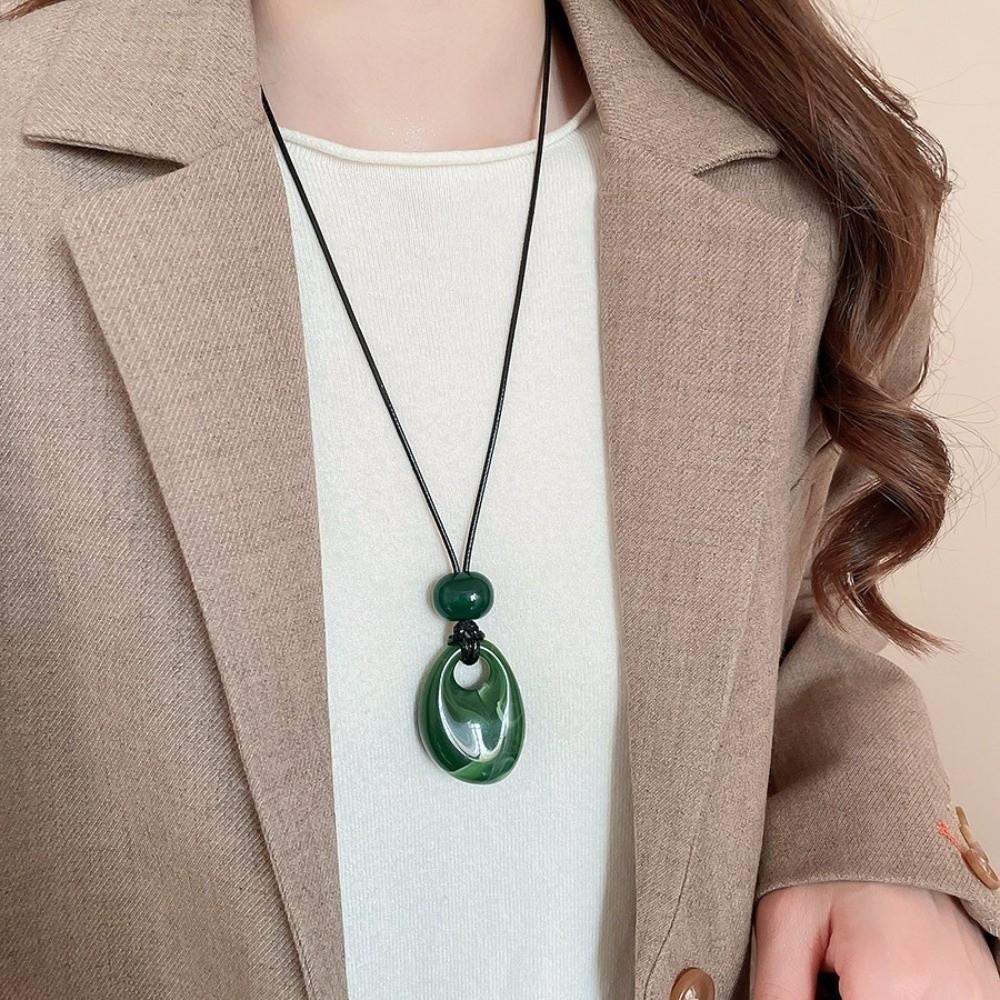 Vintage Colorful Design Kpop Long Chain Water Droplet Design Rope Chain Resin