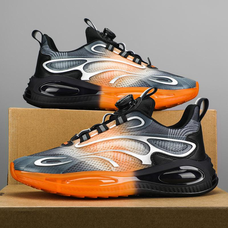 Rotating button men's shoes autumn breathable mesh versatile casual popcorn shock-absorbing air cushion sneakers dad shoes