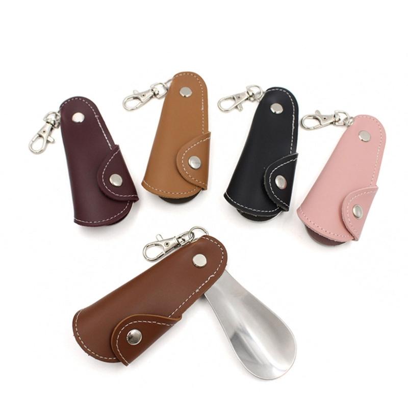 Japan and South Korea Metal Leather Shoehorn Portable Unisex Shoe Lifter Hanging Deduction Shoehorn for Keychain