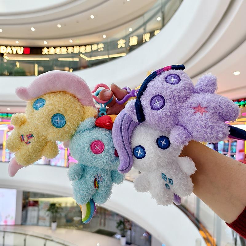 Kawaii Pony Plush Backpack Pendant Keychain Twilight Sparkle Fluttershy Pinkie Pie Cute Bag Decoration Toy Gift