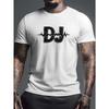 European Sizes Plus Size Men's Novelty DJ Print T-shirt, Casual Fashion Tee, Street Style Short Sleeve Crew Neck Shirt