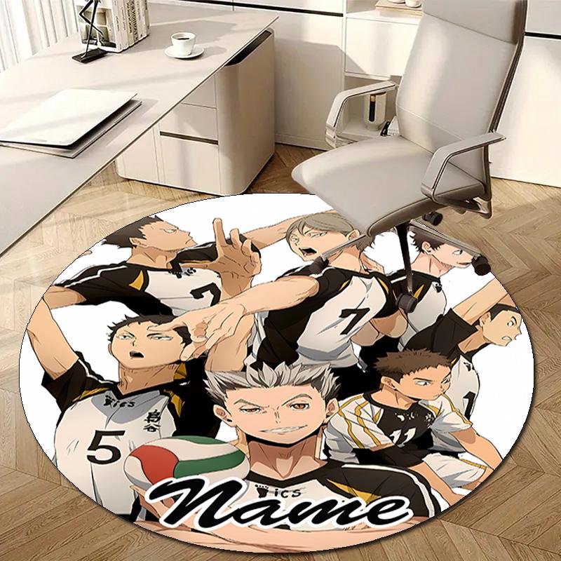 Personalized Haikyuu Round Chair Office Rug - Perfect for Mat, Office Chair & More - Ideal Gift for Birthdays and Holidays