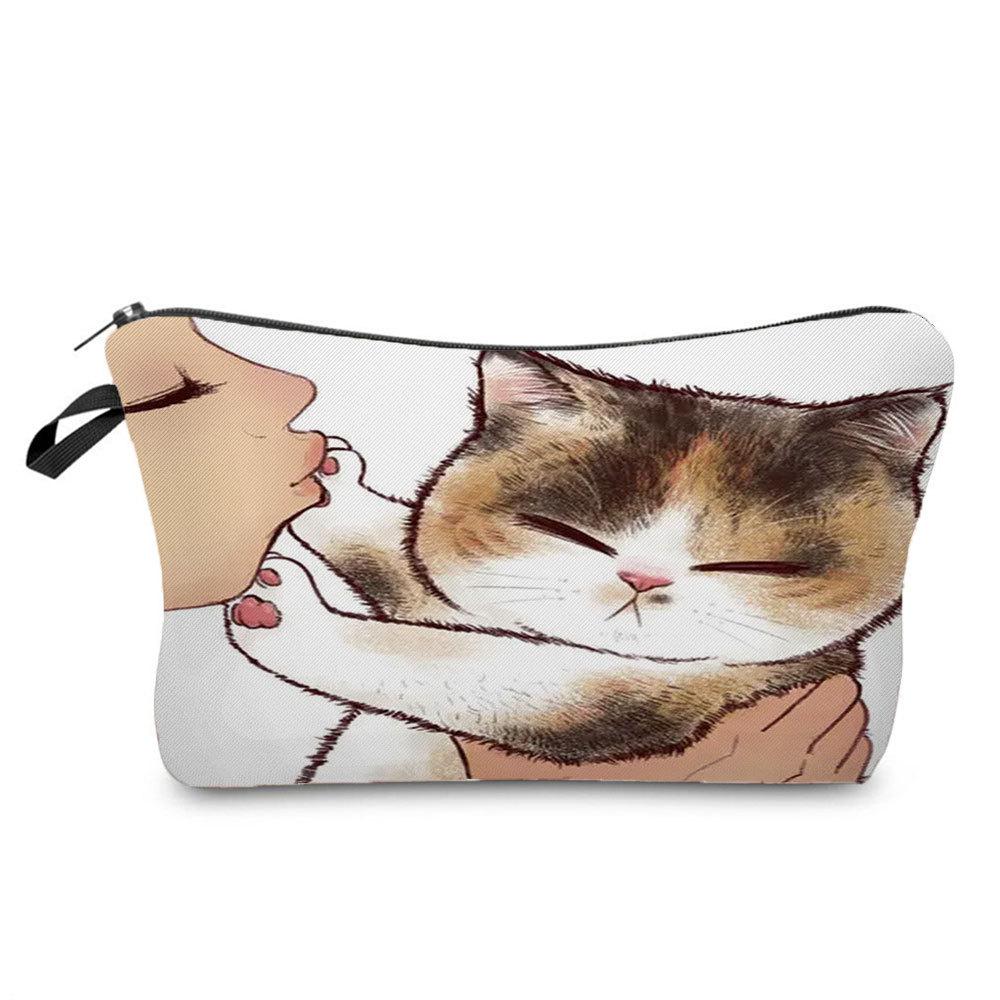 Women Cat Print Cosmetic Bag Toiletries Organize Travel Storage Case  6405