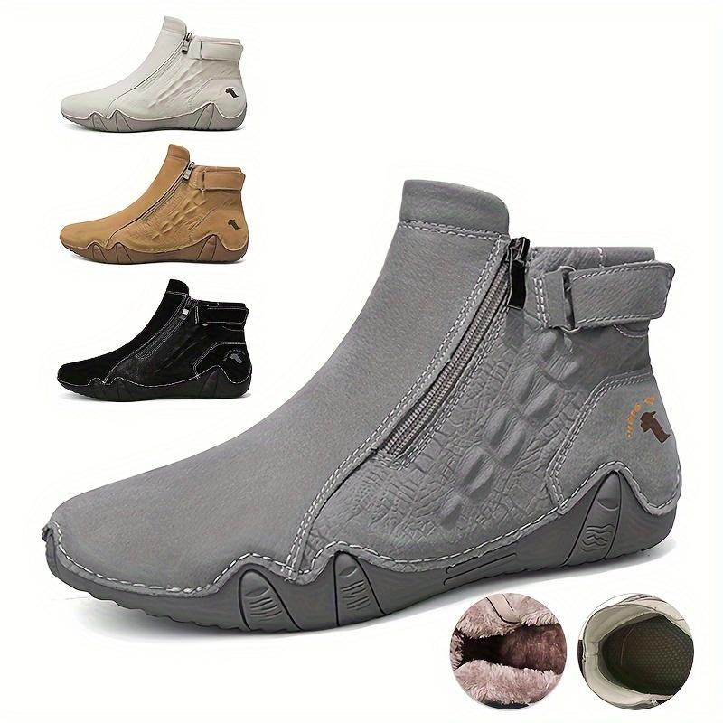 Men's Boots Large Size Fashion Zippered Slip-on Men's Shoes Upper Octopus Mid-top Rubber Sole Handmade Outdoor Boot Casual Walking Shoes