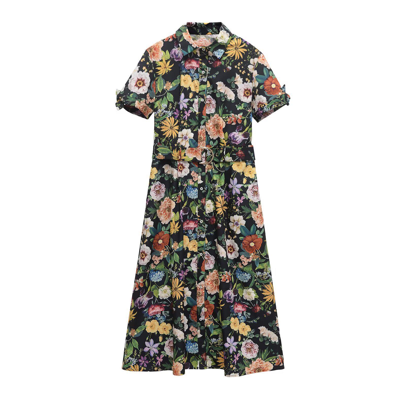 

Женское миди-платье с цветочным принтом, подчеркивающее талию - Коллекция весна/лето 2025 Small цветочные печати