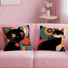 Simple Fashion B-Bauhaus Cat Art Pillow Case Anti-Dustmite Pillowcase Invisible Zipper Silky Short Plush Sofa Cushion Cover