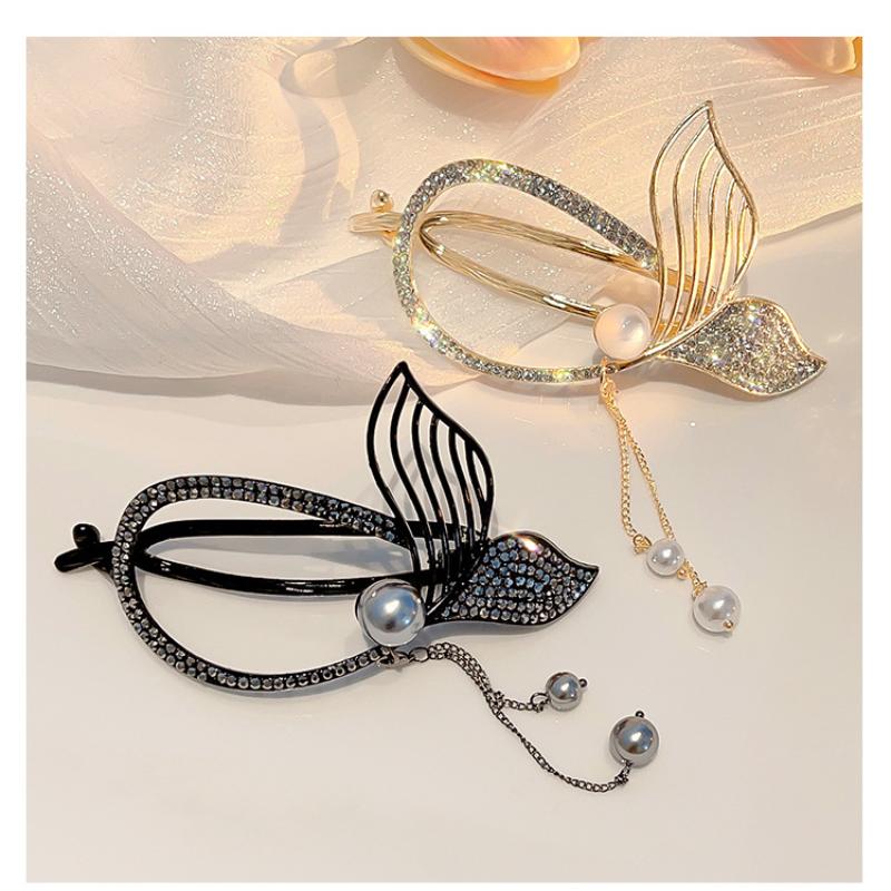 Large Fish Tail Tassel Twist Clip Horizontal Hairpin One-Word Clip Fixer Back Of Head Hair Styling Tool